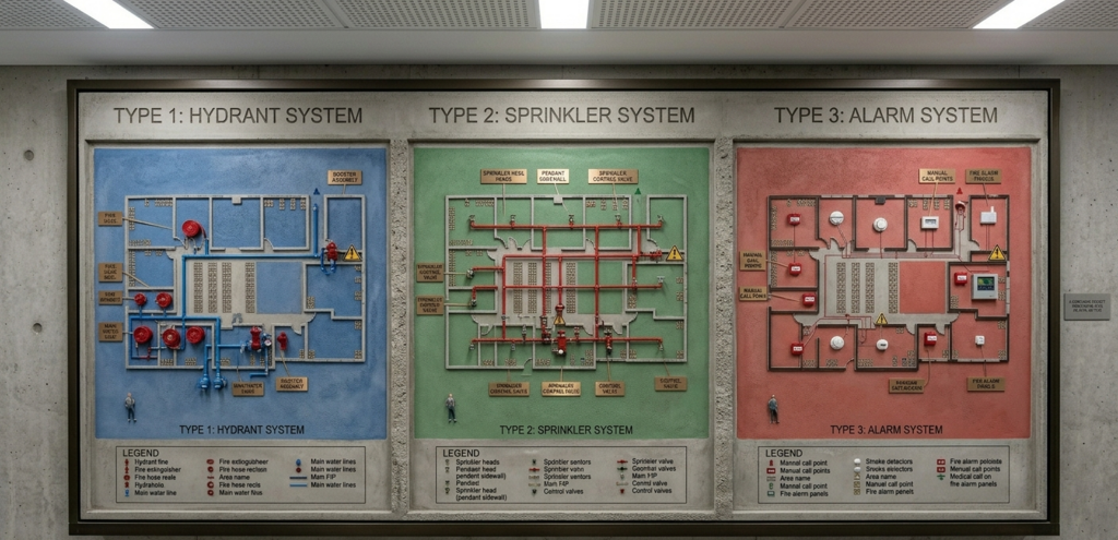 Types of Fire Block Plans: Hydrant, Sprinkler, and Alarm Systems